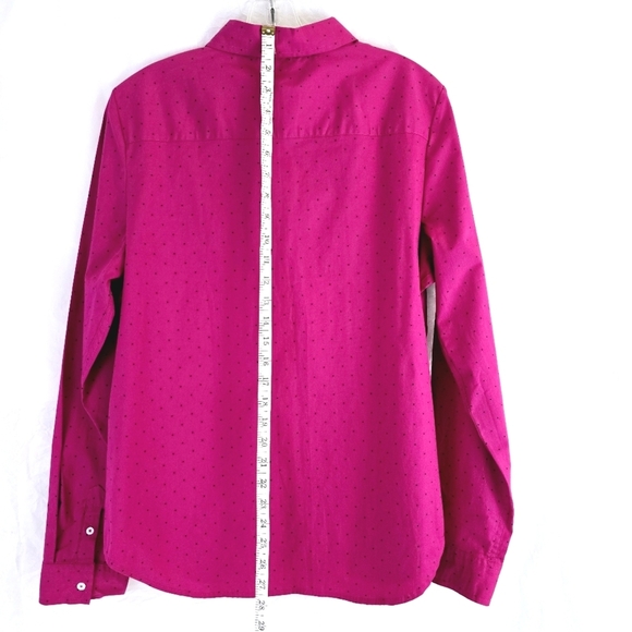 US Polo Lauren Women Sz L Classic Hot Pink Blue Long Sleeve Button Front Top - Picture 3 of 10